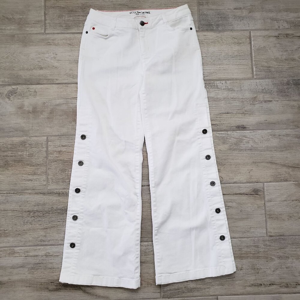 Peace Love World Wide Leg Jeans Women's Button Side Marine Style Flare Bottom 2p